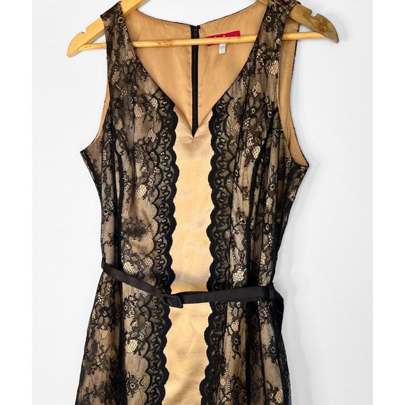 Diana Ferrari Dress Womens Gold Black Lace Pleated Formal Evening Occasion Sz 14 - Picture 4 of 14